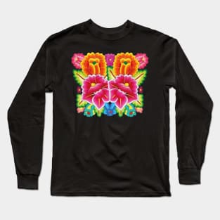 Vibrant colors flower bouquet embroidery mexican handmade folk art clothing Long Sleeve T-Shirt